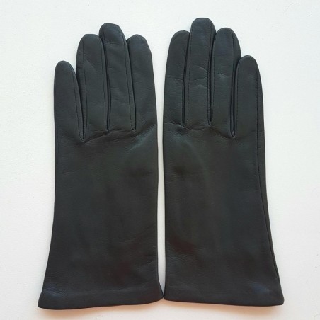 Gants en Cuir d'Agneau Gris Capucine Bis Doublés de Soie.