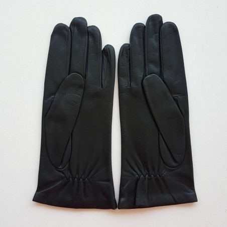Gants en Cuir d'Agneau Gris Capucine Bis Doublés de Soie.