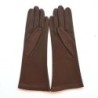 Gants en Cuir d'Agneau Havane Giselle Doublés Soie.