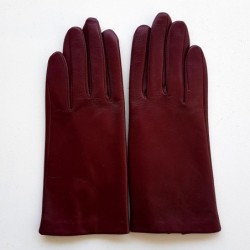 Gants en Cuir d'Agneau Bordeaux Capucine Doublés Cachemire.
