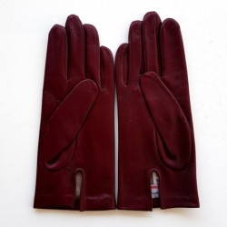 Gants en Cuir d'Agneau Bordeaux Capucine Doublés Cachemire.