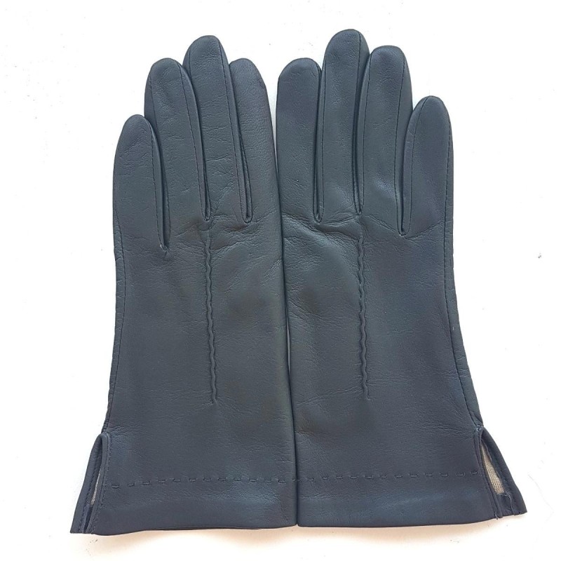Gants en Cuir d'Agneau Gris Thérèse Doublés Soie.