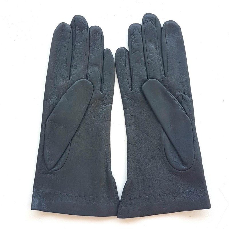 Gants en Cuir d'Agneau Gris Thérèse Doublés Soie.
