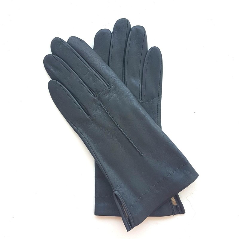 Gants en Cuir d'Agneau Gris Thérèse Doublés Soie.