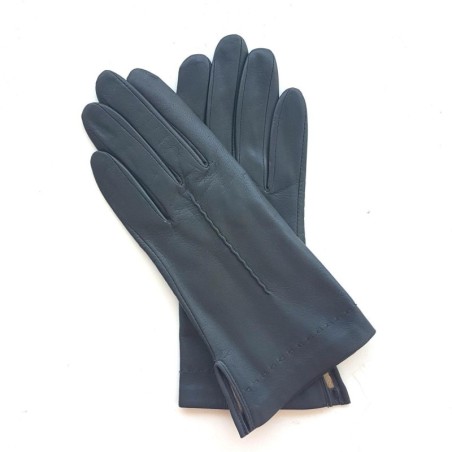 Gants en Cuir d'Agneau Gris Thérèse Doublés Soie.