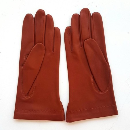 Gants en Cuir d'Agneau Rouille Thérèse Doublés Soie.