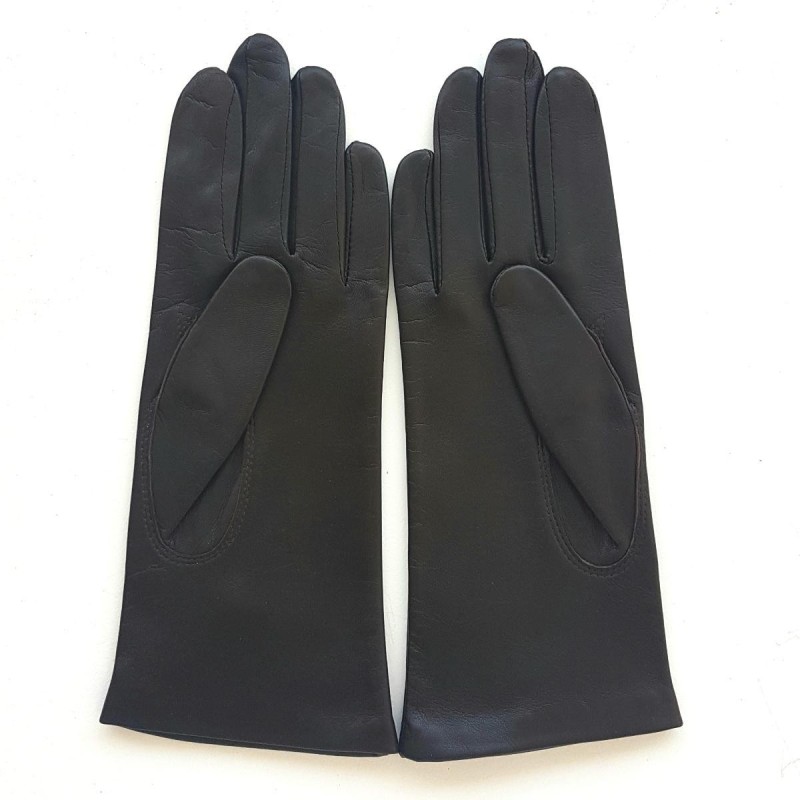 Gants en Cuir d'Agneau Marron Adeline Doublés Soie.