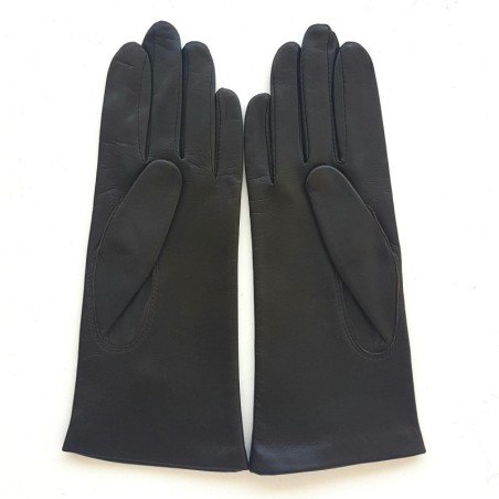 Gants en Cuir d'Agneau Marron Adeline Doublés Soie.