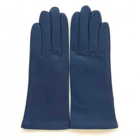 Gants en Cuir d'Agneau Indigo Adeline Doublés Soie.