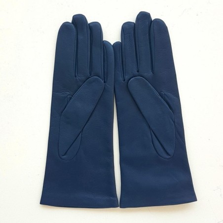 Gants en Cuir d'Agneau Indigo Adeline Doublés Soie.