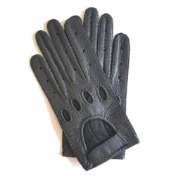 Gants en Cuir de Pécari Noir Pompeia Non Doublés.