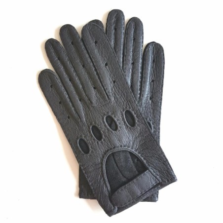 Gants en Cuir de Pécari Noir Pompeia Non Doublés.