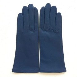Gants en Cuir d'Agneau Indigo Adeline Doublés Soie.