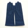 Gants en Cuir d'Agneau Indigo Adeline Doublés Soie.
