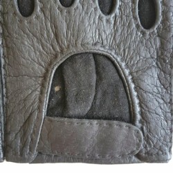 Gants en Cuir de Pécari Noir Pompeia Non Doublés.