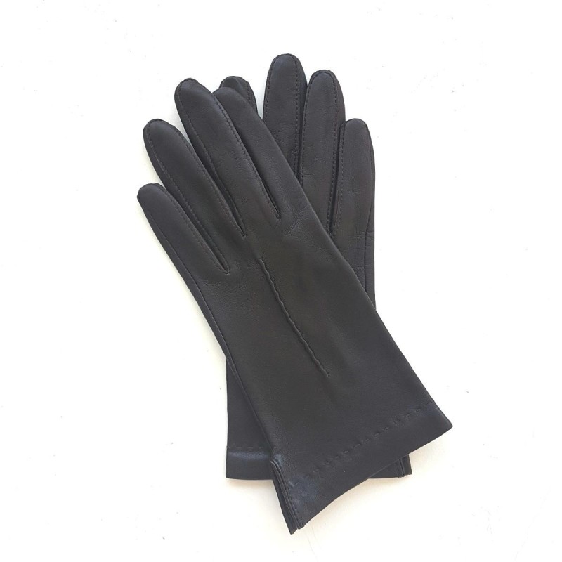 Gants en Cuir d'Agneau Marron Thérèse Doublés Cachemire.