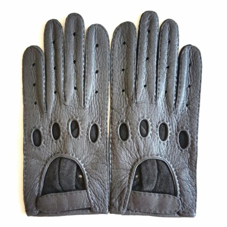 Gants en Cuir de Pécari Noir Pompeia Non Doublés.