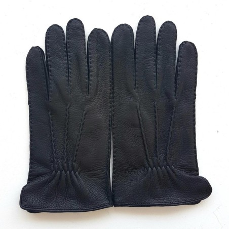 Gants en Cuir de Cerf Noirs Marc Doublure Soie