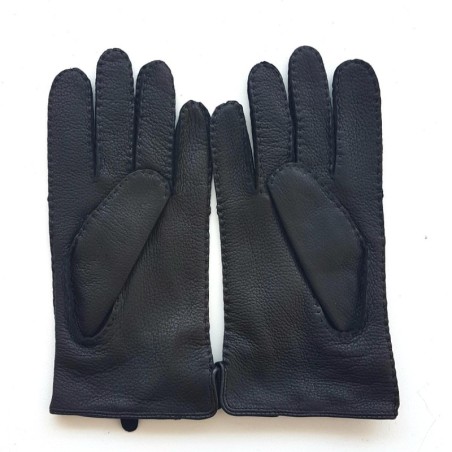 Gants en Cuir de Cerf Noirs Marc Doublure Soie