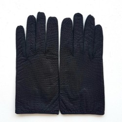 Gants en Cuir d'Autruche et Agneau Ange Noirs Doublés Soie.