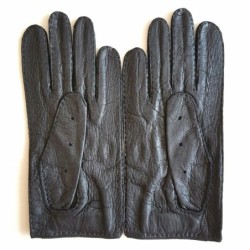 Gants en Cuir de Pécari Noir Pompeia Non Doublés.