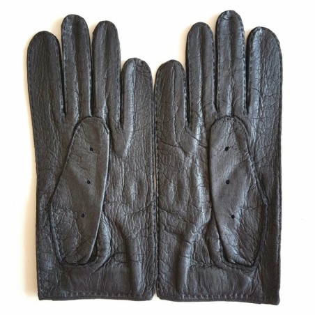 Gants en Cuir de Pécari Noir Pompeia Non Doublés.