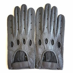 Gants en Cuir de Pécari Noir Pompeia Non Doublés.
