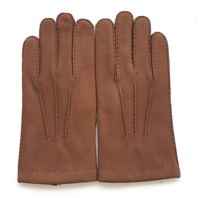 Gants en Cuir de Cerf Chocolat Cowal Doublés Cachemire.