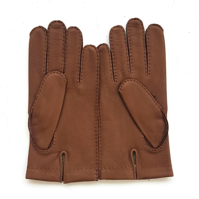 Gants en Cuir de Cerf Chocolat Cowal Doublés Cachemire.