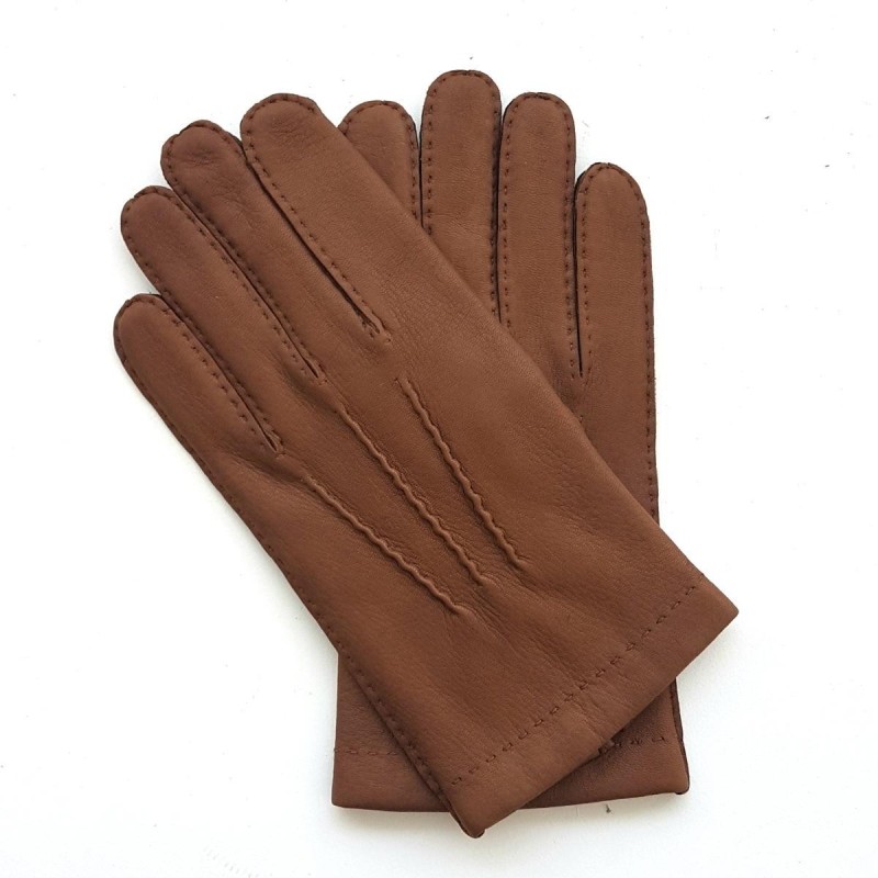 Gants en Cuir de Cerf Chocolat Cowal Doublés Cachemire.
