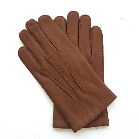 Gants en Cuir de Cerf Chocolat Cowal Doublés Cachemire.