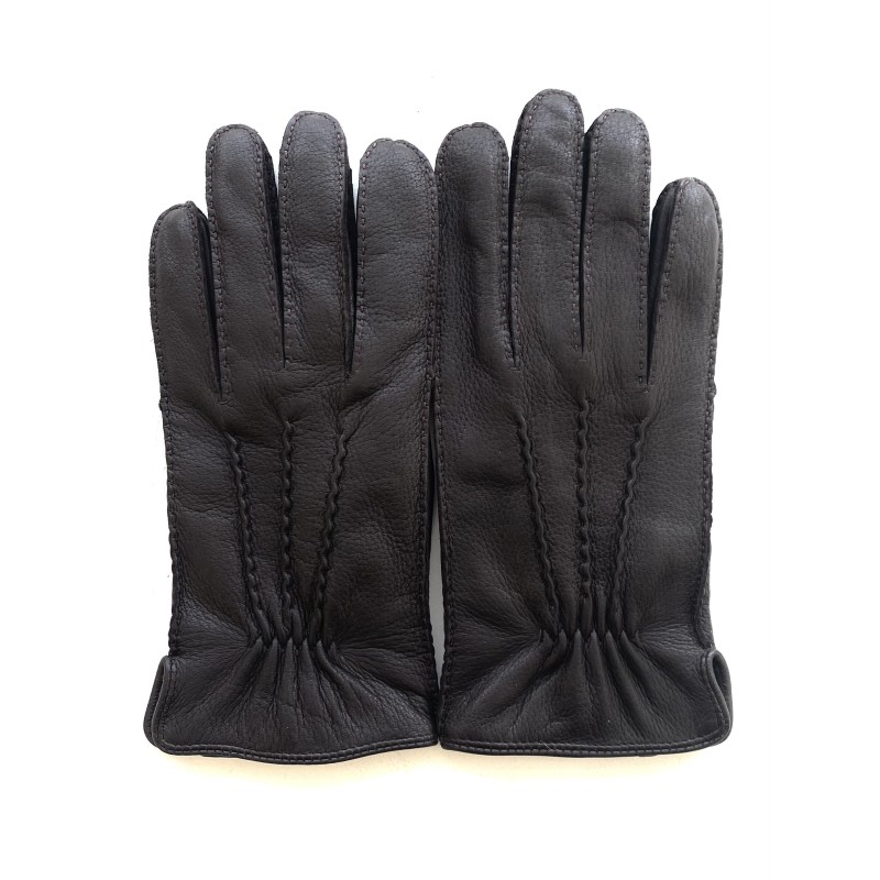 Gants en Cuir de Cerf Ebène Marc Doublure Laine.