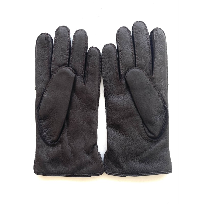 Gants en Cuir de Cerf Ebène Marc Doublure Laine.