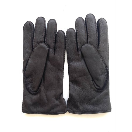 Gants en Cuir de Cerf Ebène Marc Doublure Laine.