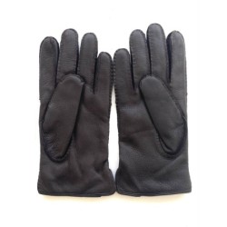 Gants en Cuir de Cerf Ebène Marc Doublure Laine.