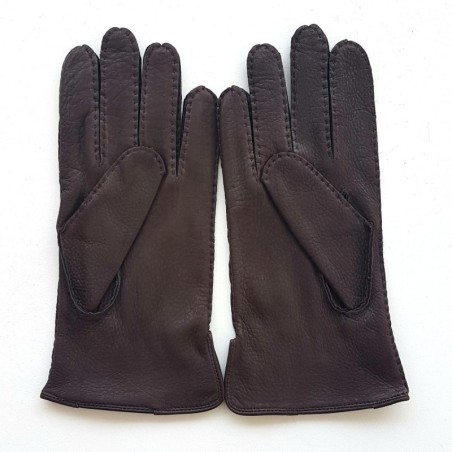 Gants en Cuir de Cerf Marrons Marc Doublure Cachemire.