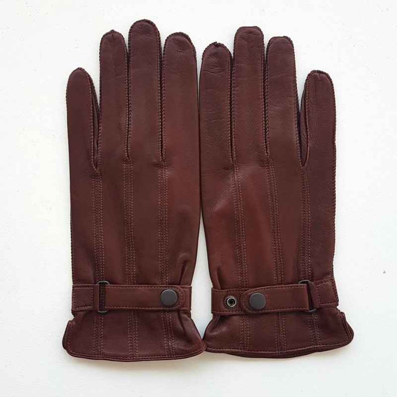 Gants en Cuir d'Agneau Cognac Arthur Doublure Bemberg.