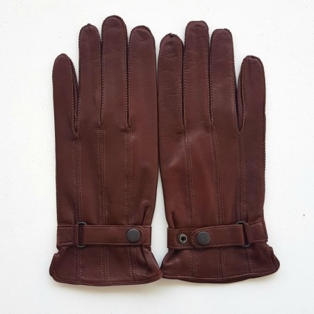 Gants en Cuir d'Agneau Cognac Arthur Doublure Bemberg.