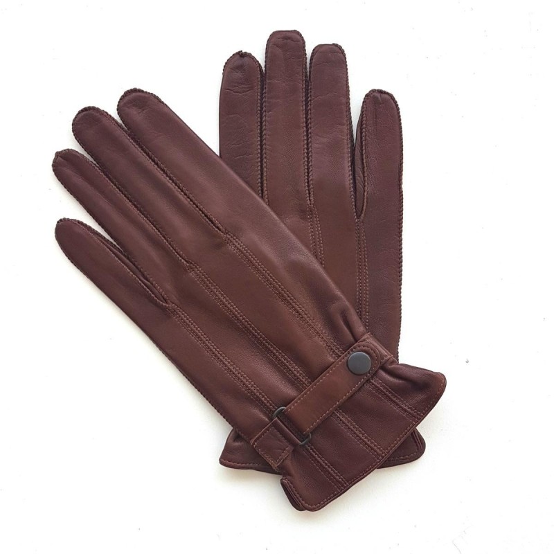 Gants en Cuir d'Agneau Cognac Arthur Doublure Bemberg.
