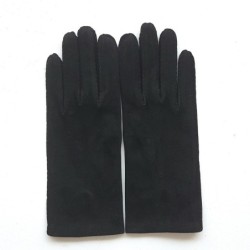 Gants en Cuir de Chèvre Velours Noirs Capra Doublés Soie.