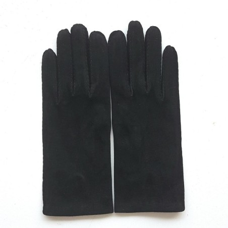 Gants en Cuir de Chèvre Velours Noirs Capra Doublés Soie.