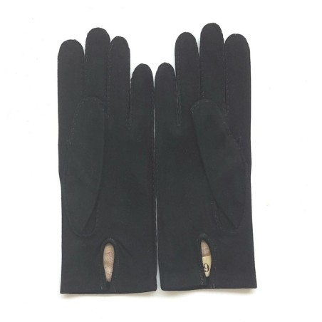 Gants en Cuir de Chèvre Velours Noirs Capra Doublés Soie.
