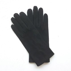 Gants en Cuir de Chèvre Velours Noirs Capra Doublés Soie.
