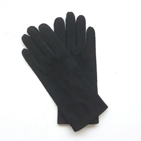 Gants en Cuir de Chèvre Velours Noirs Capra Doublés Soie.