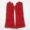 Gant en Cuir Chèvre Velours Rouge Coline Bis Doublés Soie.