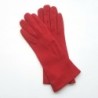 Gant en Cuir Chèvre Velours Rouge Coline Bis Doublés Soie.