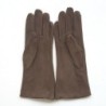 Gant en Cuir Chèvre Velours Taupe Coline Bis Doublés Soie.