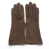 Gant en Cuir Chèvre Velours Taupe Coline Bis Doublés Soie.