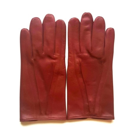 Gants en Cuir d'Agneau Rouge H Steeve Doublés Soie.
