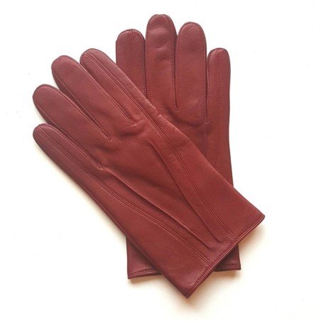 Gants en Cuir d'Agneau Rouge H Steeve Doublés Soie.